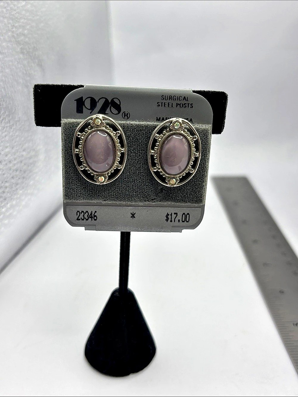 1928 Oval Purple Stone Earrings NWT